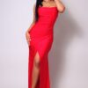 Vestido largo elegante rojo estilo satén