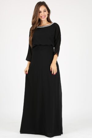 Maxi vestido negro mangas