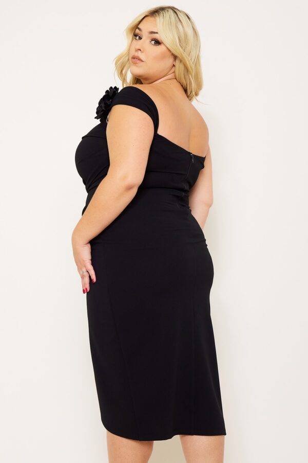 Vestido midi extra flores en los hombros - Imagen 3