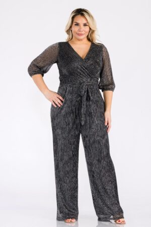 Palazzo metalizado talla extra negro