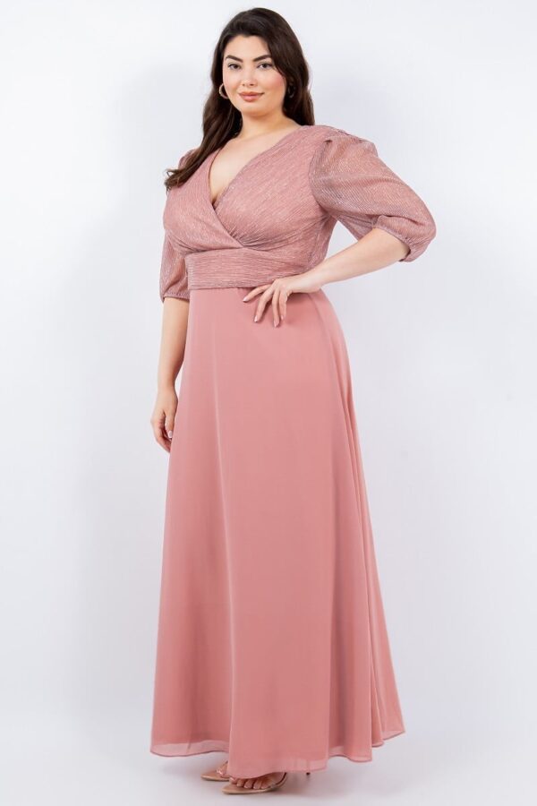Vestido largo mangas plisadas extra - Imagen 2