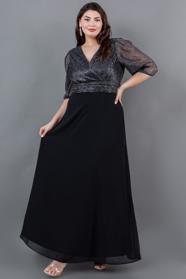 Vestido largo mangas plisadas extra - Imagen 6