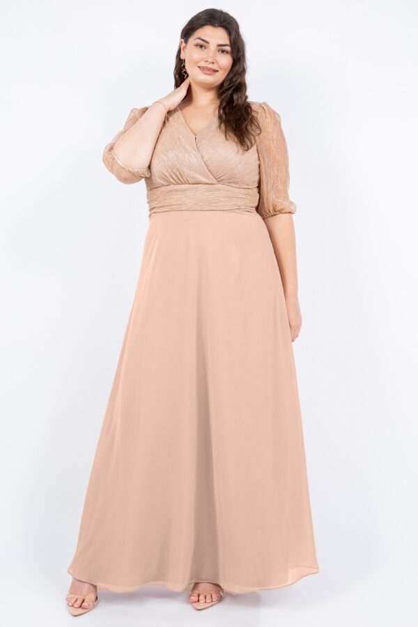 Vestido largo mangas plisadas extra - Imagen 7