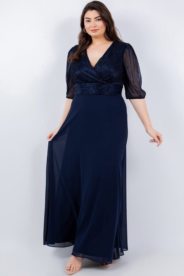 Vestido largo mangas plisadas extra - Imagen 5
