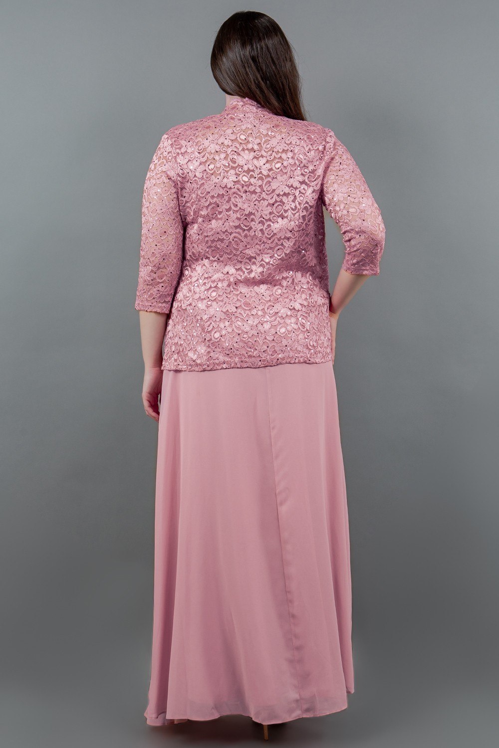 Vestido Largo de Dos Piezas con Chaqueta de Encaje - Imagen 6