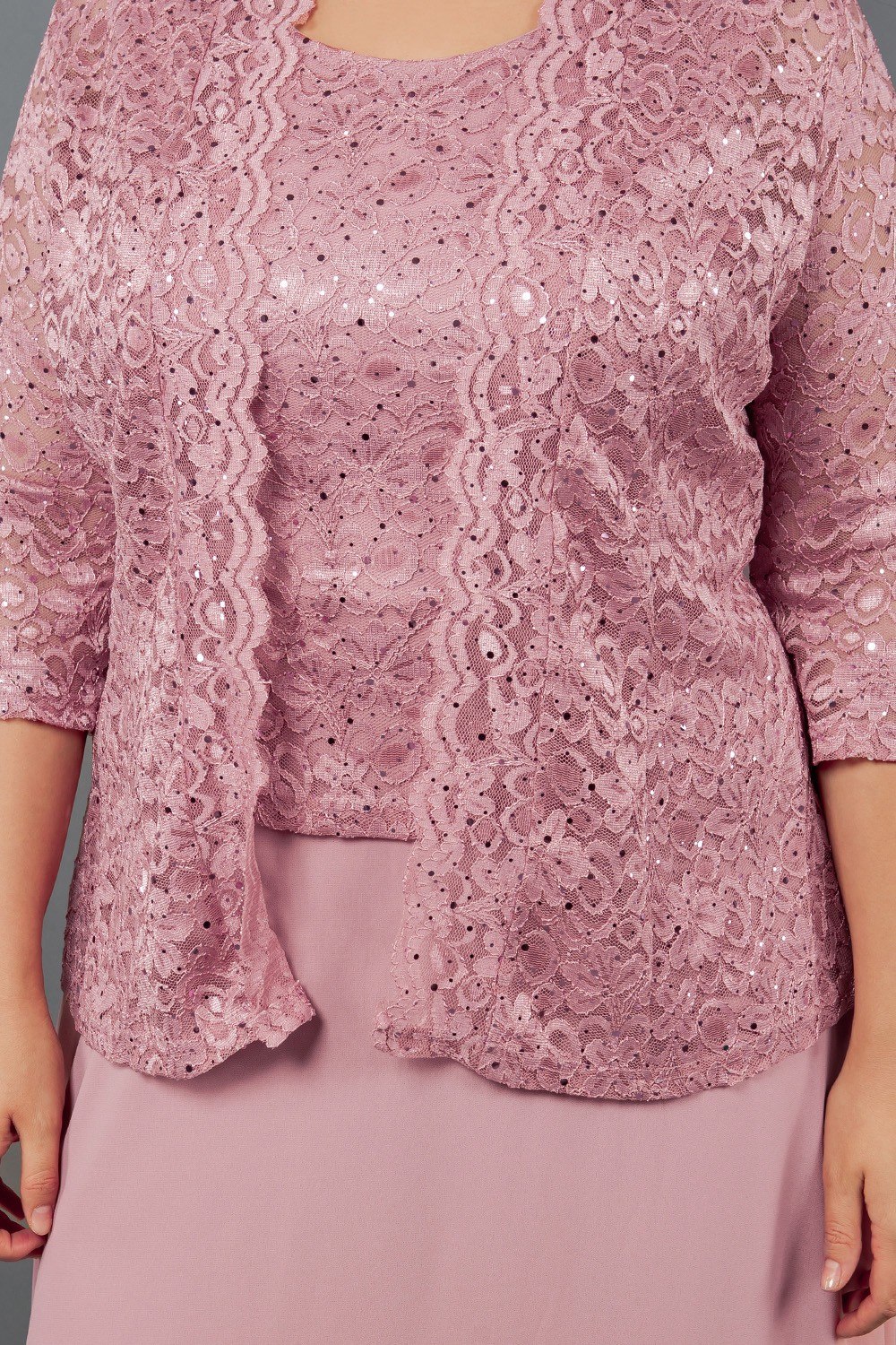 Vestido Largo de Dos Piezas con Chaqueta de Encaje - Imagen 4