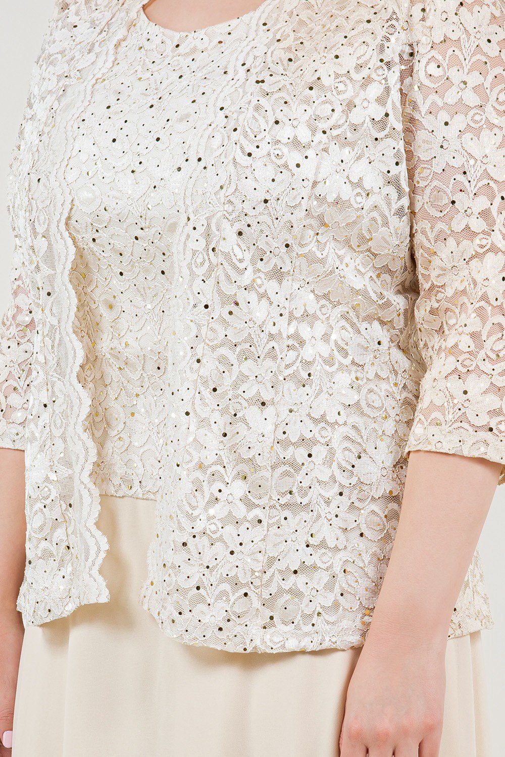 Vestido Largo de Dos Piezas con Chaqueta de Encaje - Imagen 7
