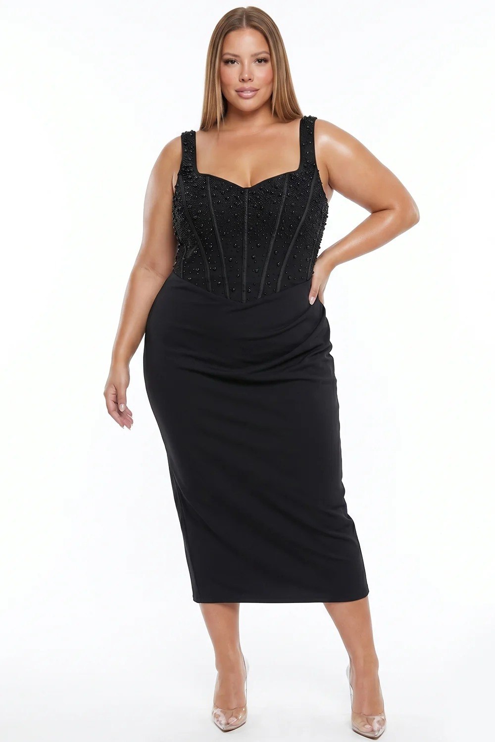 Vestido midi negro plus - Imagen 2