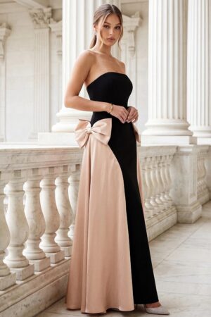 vestido negro con moño